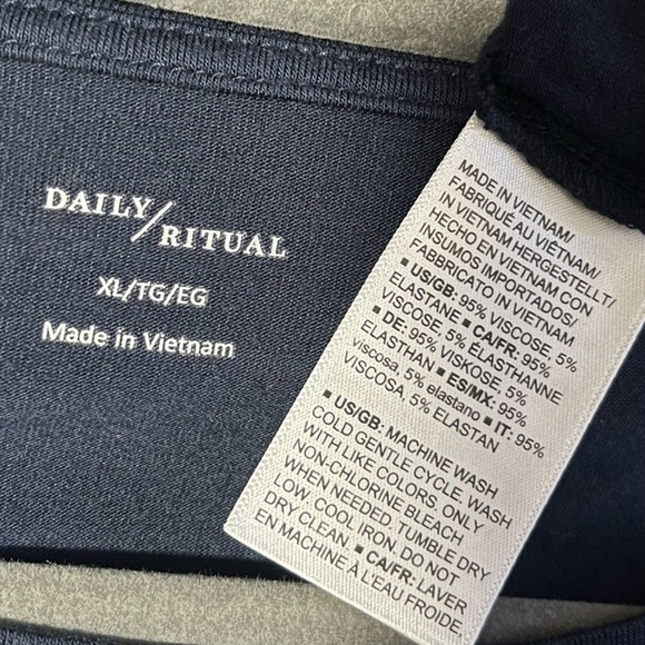 DAILY RITUAL Navy Blue Supersoft Long Sleeve Scoop Neck Stretch Lounge Dress XL - Picture 7 of 7